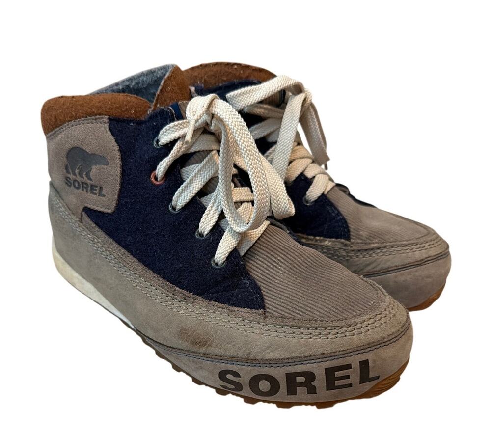 Sorel Chesterman Holiday Chukka Boots Grey Navy Canvas Men's 8.5